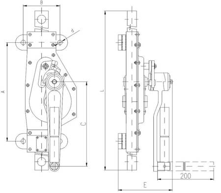 Podnośnik mechaniczny zębaty do kontenerów - wersja ścienna (udźwig: 10 T, wysokość: 615 mm) 22077081