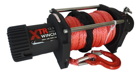 Wyciągarka XTR 13500lbs [6130kg] SPEED z liną syntetyczną 12V (lina: 10 mm czerwona dyneema 25m 10400kg +hak) 81877810